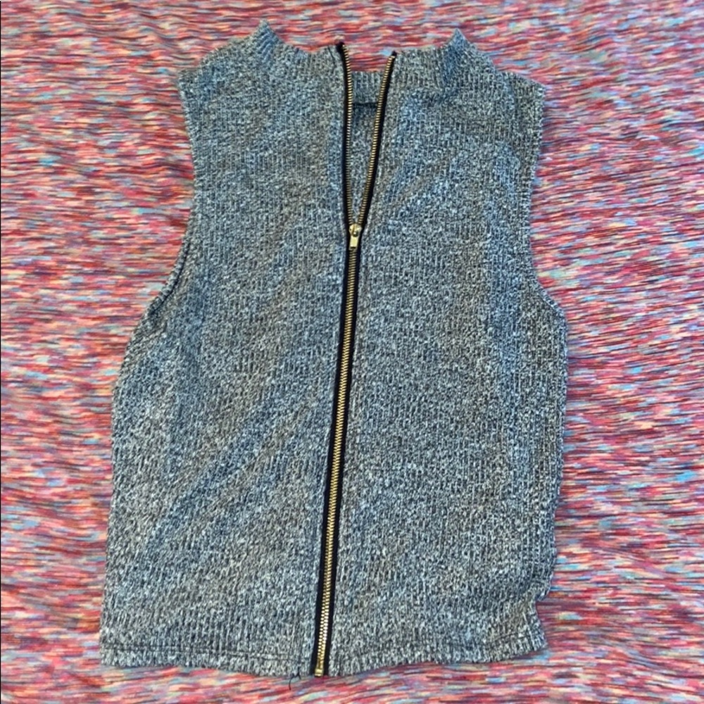 Grey zip up crop top